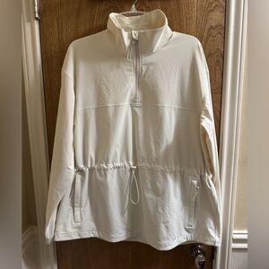Outdoor Voices Long Sleeve Cinched Drawstring Waist Pocket Jacket White L Active